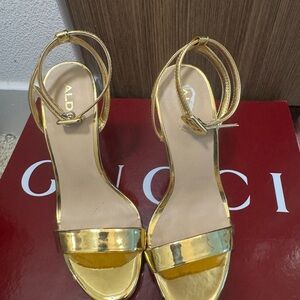 Aldo Shiny Gold Heeled Sandals